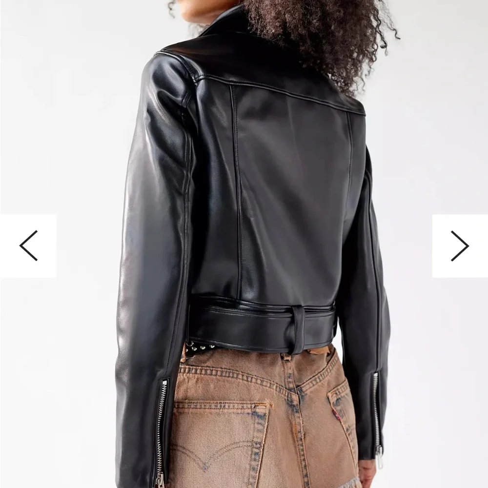 Urban Outfitters Black Leather Biker Jacket - Picture 2 of 6